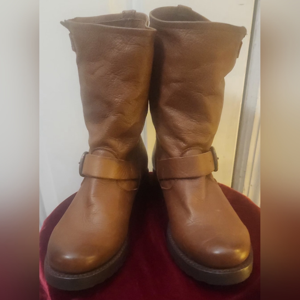 Frye Veronica Short Leather Cognac Boots Size 6.5 - Picture 1 of 11